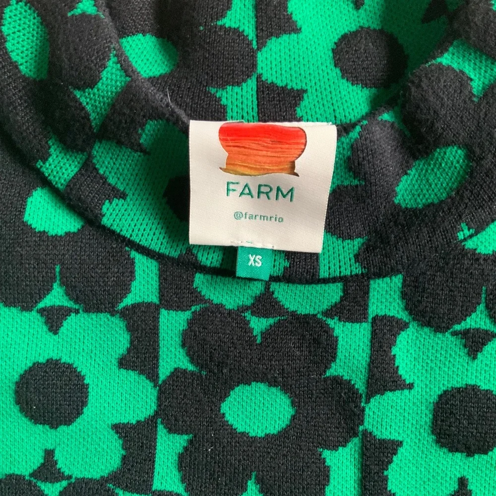 Farm Rio Green Lovedaisy knit Midi Dress - Picture 2 of 6